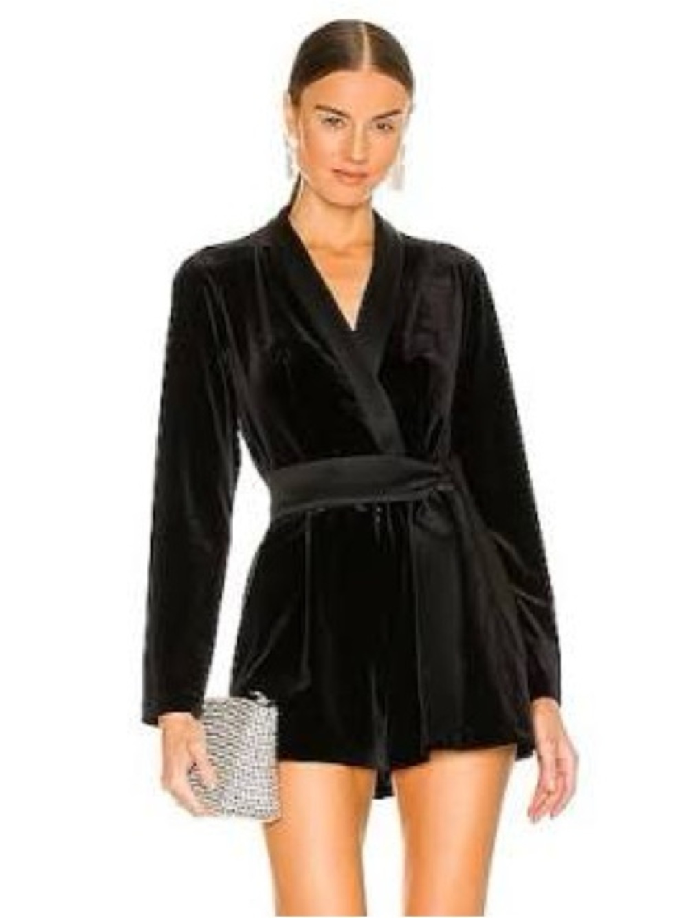 Amanda Uprichard Black Velvet Wrap Romper [NWOT - Never Worn]